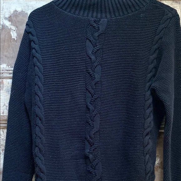 GAP Cable Knit Turtleneck Sweater, Black, , Size Small - Picture 2 of 7